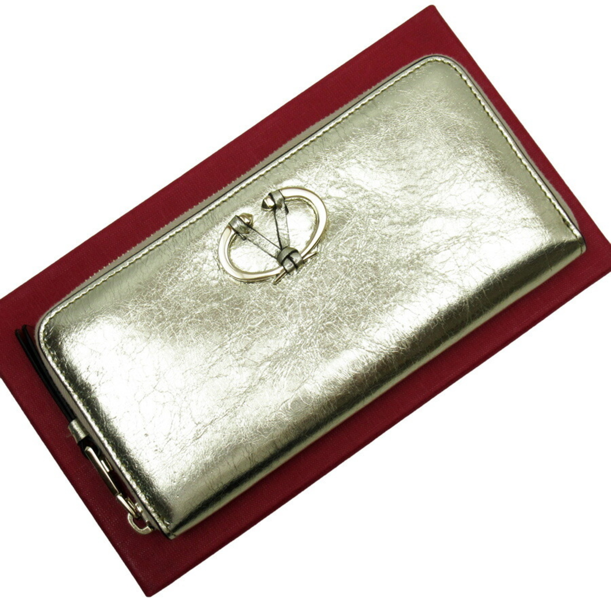 Valentino Garavani Round Wallet Gold Leather
